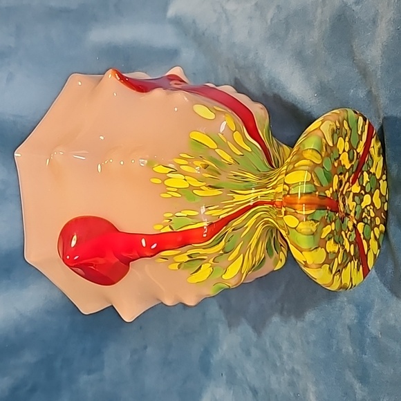 Art Deco Kralik Knuckle Vase with Lines and Canes on the Bowl and Spatter Decora - Picture 3 of 6